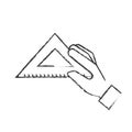 hand holding triangle ruler supply Royalty Free Stock Photo