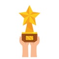 hand holding trophy star