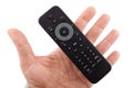 Hand holding TV remote control Royalty Free Stock Photo