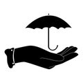 Hand holding umbrella. business insurance concept . umbrella sign