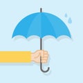 Hand holding umbrella. Vector illustration, flat design Royalty Free Stock Photo