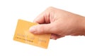 Hand holding unidentified plastic card Royalty Free Stock Photo