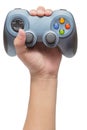 Hand holding video game controller