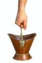 Hand holding vintage bucket Royalty Free Stock Photo