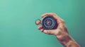 The hand holding a compass.AI generated image Royalty Free Stock Photo