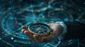 Hand Holding a Vintage Compass. AI generated Royalty Free Stock Photo