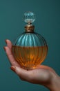 Hand holding a vintage perfume atomizer Royalty Free Stock Photo