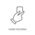 Hand holding vote paper icon. Trendy Hand holding vote paper log