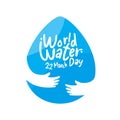 Hand holding a water drop globe Campaign idea to reduce water use for the world on World Water Day