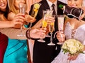 Hand holding wedding glass
