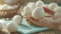 The hand holding an egg.AI generated image Royalty Free Stock Photo