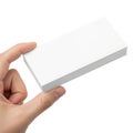 Hand holding a white rectangle Royalty Free Stock Photo