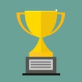 Hand holding winners trophy award flat illustration Royalty Free Stock Photo