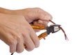 Hand holding a wire cutter Royalty Free Stock Photo