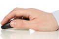 Hand holding wireless computer mouse Royalty Free Stock Photo