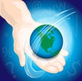 Hand holding the world Royalty Free Stock Photo