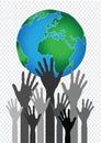 Hand Holding World and globe hands idea Royalty Free Stock Photo