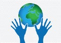 Hand Holding World and globe hands idea Royalty Free Stock Photo