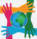 Hand Holding World and globe hands idea Royalty Free Stock Photo