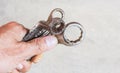 Hand holding wrench. Royalty Free Stock Photo