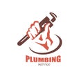 Hand holding a wrench, plumbing service