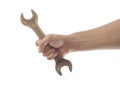 Hand holding wrench tool isolated Royalty Free Stock Photo