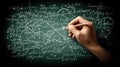 Hand Writing Complex Mathematical Equations and Formulas on a Chalkboard Royalty Free Stock Photo