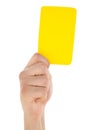 Hand holding yellow card up Royalty Free Stock Photo