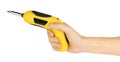 Hand holding yellow screwdriver Royalty Free Stock Photo