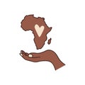 Hand holds the African continent. Afrocentric concept. Symbol of love for Africa. Kwanzaa style