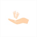 Hand holds baby leg - black vector icon EPS10 Royalty Free Stock Photo