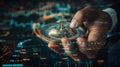 A Compass Amidst Digital Data. AI generated Royalty Free Stock Photo