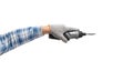 Hand holds a construction tool - accumulator screwdriver