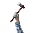 Hand holds a construction tool - axe Royalty Free Stock Photo