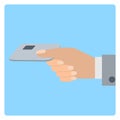 Hand holds credit card. Vector illustration flat style. Royalty Free Stock Photo