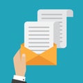 Hand holds envelope. Email and incoming messages concept. Vector Royalty Free Stock Photo