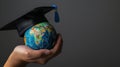 The globe with graduation cap.AI generated image Royalty Free Stock Photo