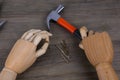 Hand holds a hammer Royalty Free Stock Photo