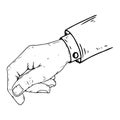 Hand holds icon. Vector of a man`s wrist. Hand drawn male hand Royalty Free Stock Photo