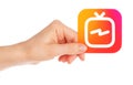 Hand holds Instagram TV icon Royalty Free Stock Photo