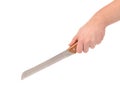 Hand holds knife for bread. Royalty Free Stock Photo