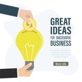 Hand holds light bulb - new business idea. Investor gives money for potential profit. Great ideas for successful business - Royalty Free Stock Photo