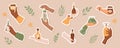 Hand holds natural beauty product sticker pack. Royalty Free Stock Photo