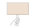 Hand holds poster,palm with placard.Showing social message Demonstration of opinion human rights,peaceful protest blank template,