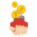 Hand holds purse with money Royalty Free Stock Photo