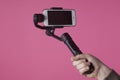 A selfie stick with a mobile phone Royalty Free Stock Photo