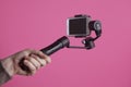 A selfie stick with a phone Royalty Free Stock Photo