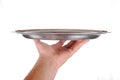 Hand holds a serving tray