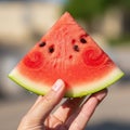 Watermelon has a vibrant red interior with swirly patterns and a pale Royalty Free Stock Photo