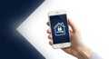 Smartphone with Home Security Icon Smart Home Technology, Remote Access, Safety Royalty Free Stock Photo